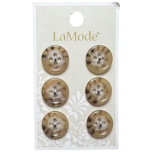 La Mode Faux Tortoiseshell Tan Brown Swirl Buttons 16mm Washable
